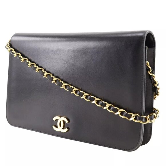CHANEL ChainShoulder Shoulder Bag COCO Mark vintage black Calfskin Women - Picture 1 of 13